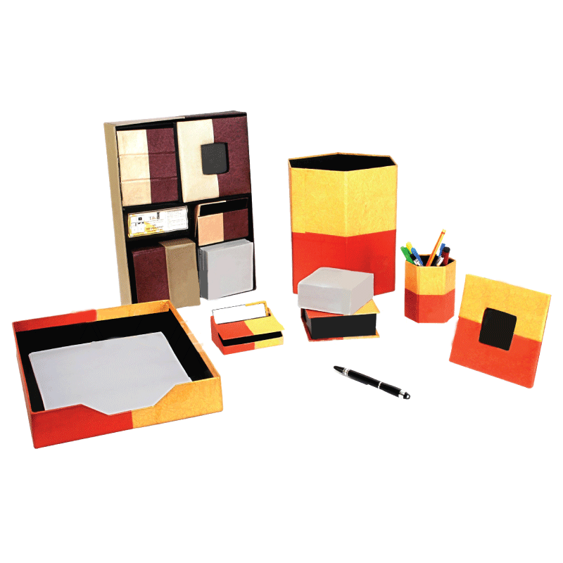 desk sets, folders, frames